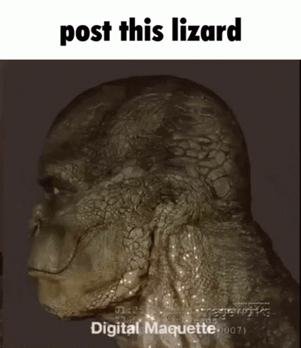 A Statue Of A Lizard With The Caption Post This Lizard Digital Maquette GIF