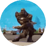 a statue of a man in armor is standing in a circle in a video game .
