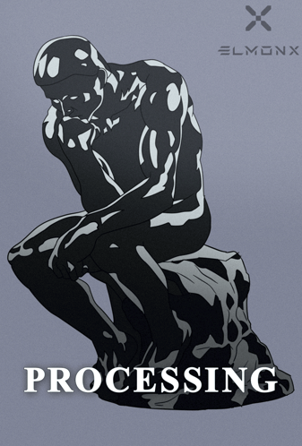 A Statue Of A Man Sitting On A Rock With The Word Processing Underneath GIF