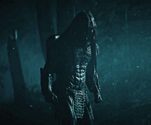 A Statue Of A Man With A Hood Is In The Dark GIF
