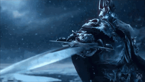 A Statue Of A Man With A Sword In His Hand Is In The Water GIF