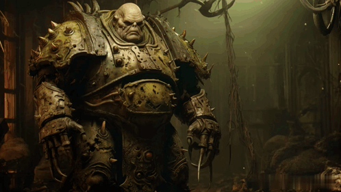 a statue of a monster with spikes on his arms and legs