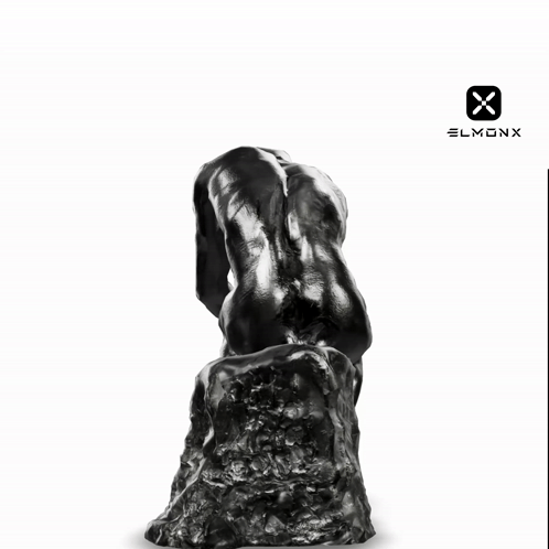A Statue Of A Naked Man Sitting On A Rock With Three Question Marks Above Him GIF