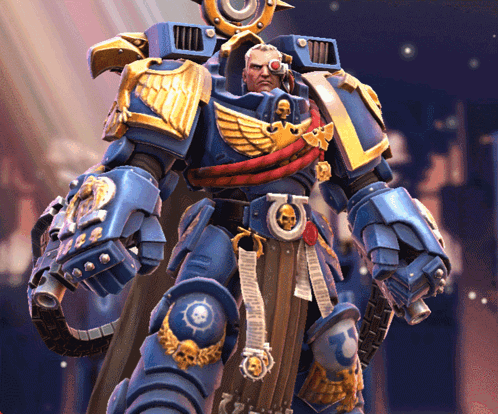 A Statue Of A Robot With A Skull On His Belt GIF