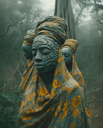 A Statue Of A Woman With A Turban On Her Head GIF
