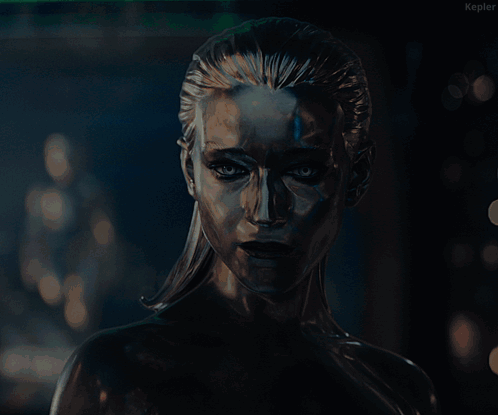 A Statue Of A Woman With The Word Galactus Written On The Bottom GIF