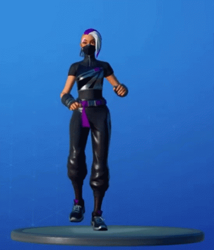 A Statue Of Drift From Fortnite Is Dancing On A Platform . GIF