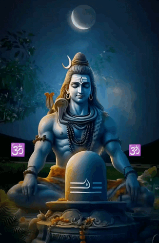 A Statue Of Shiva Sits In A Lotus Position With The Words Morning Below Him GIF