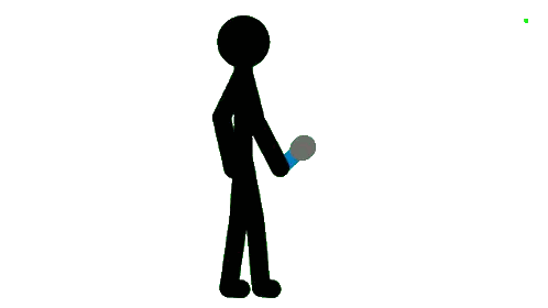 a stick figure holding a microphone in his hand