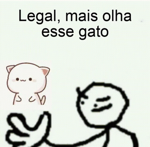 A Stick Figure Is Giving A High Five To A Cat With The Words Legal Mais Olha Esse Gato GIF