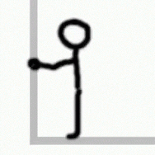 A Stick Figure Is Leaning Against A Wall And Looking At Something . GIF