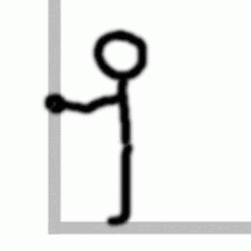 A Stick Figure Is Leaning Against A Wall With A Ball . GIF