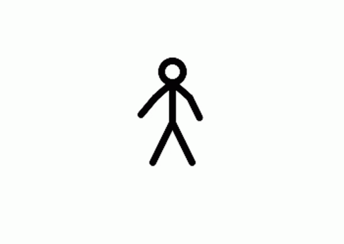 A Stick Figure Is Standing With His Arms Outstretched And A Circle Around His Head . GIF
