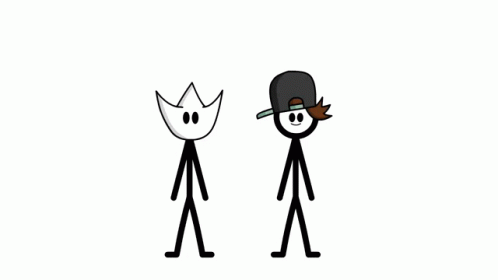 A Stick Figure With A Crown On His Head And A Stick Figure With A Hat . GIF