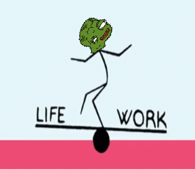 A Stick Figure With A Green Head Is Balancing Life And Work GIF