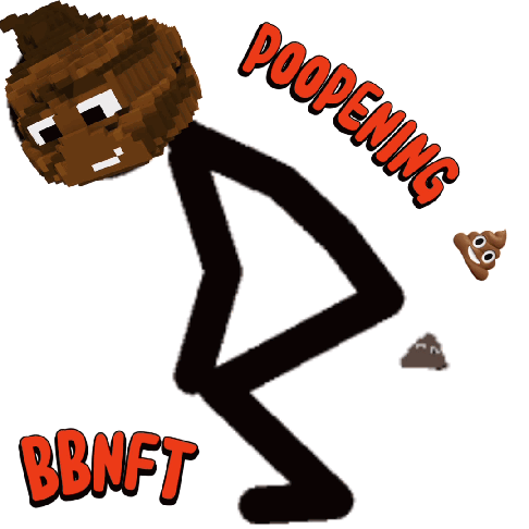 A Stick Figure With A Poop On His Head And The Words Pooopening Bbnft GIF