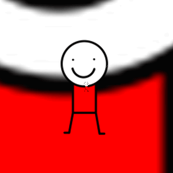 A Stick Figure With A Smiley Face Is Standing In Front Of A Red Background GIF