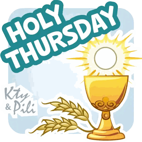 a sticker for holy thursday shows a chalice and wheat