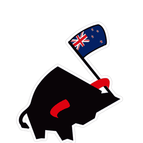 A Sticker Of A Bull Holding A Flag With The British Flag On It GIF