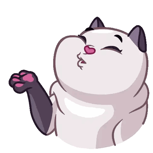 a sticker of a cat blowing a kiss with a heart in its nose