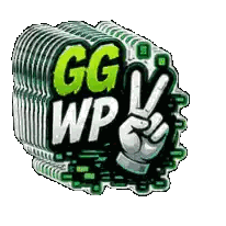 a sticker that says gg wp with a peace sign