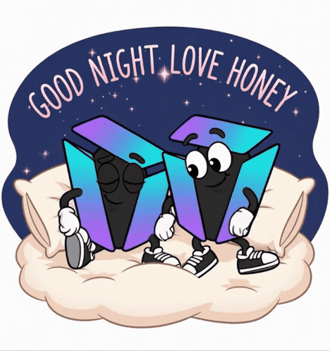 A Sticker That Says Good Night Love Honey With Two Boxes GIF