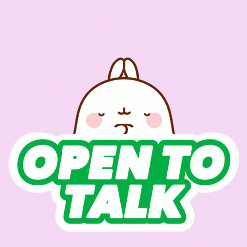 Open To Talk Bunny And Rainbow Sticker GIF
