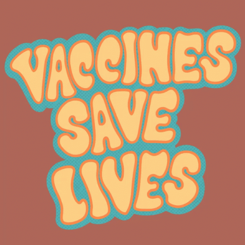 A Sticker That Says Vaccines Save Lives On It GIF