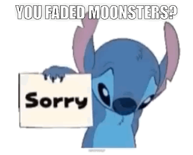 A Stitch Holding A Sign That Says Sorry GIF