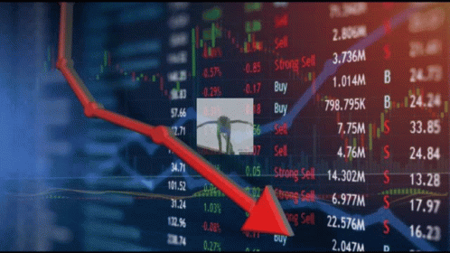 A Stock Chart With A Red Arrow Pointing To The Bottom Of It GIF
