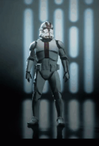 A Stormtrooper With A Red Stripe On His Helmet GIF
