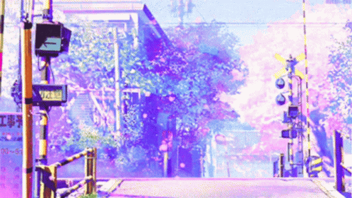 A Street With A Sign That Says ' A ' On It And A Sign That Says ' A ' On It GIF