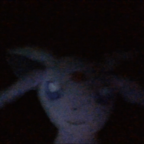 A Stuffed Animal In The Dark Looks Like A Rabbit With Wings GIF