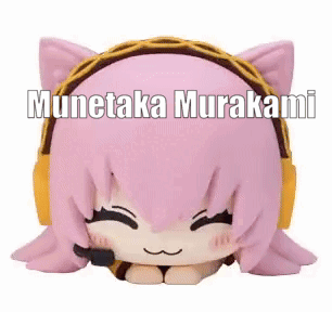 A Stuffed Animal Of A Girl With Headphones And A Microphone . GIF