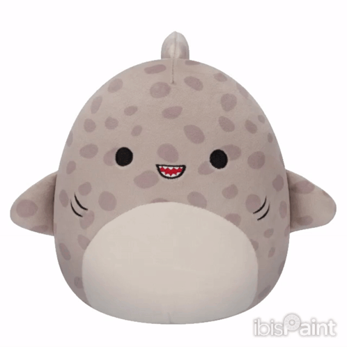A Stuffed Animal That Looks Like A Shark Has Ibis Paint Written On The Bottom GIF