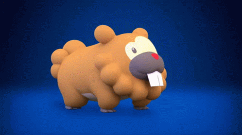 A Stuffed Animal With A Beaver 'S Mouth Is Standing On A Blue Surface GIF