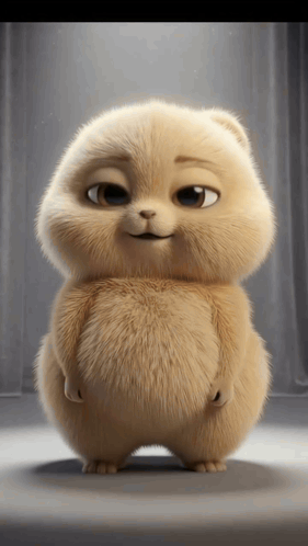 A Stuffed Animal With A Big Belly Is Standing On A White Surface GIF