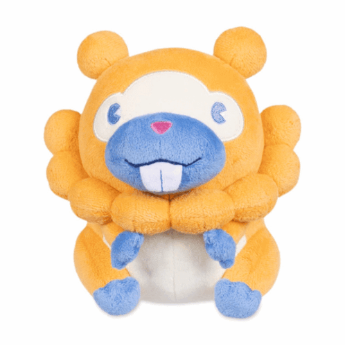 A Stuffed Animal With A Blue Nose And A White Face GIF