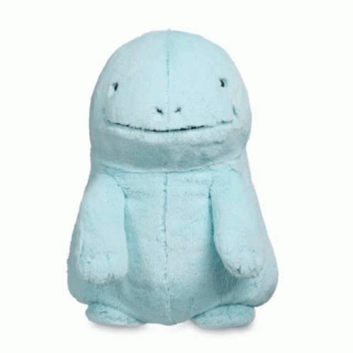 A Stuffed Animal With A Blue Tail And Purple Spots On It GIF