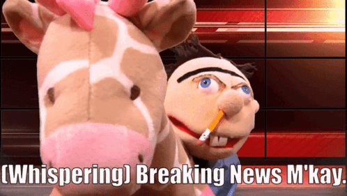 A Stuffed Animal With A Cigarette In Its Mouth Says Breaking News M Kay GIF