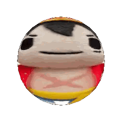 a stuffed animal with a red scarf around its neck is in a circle on a white background