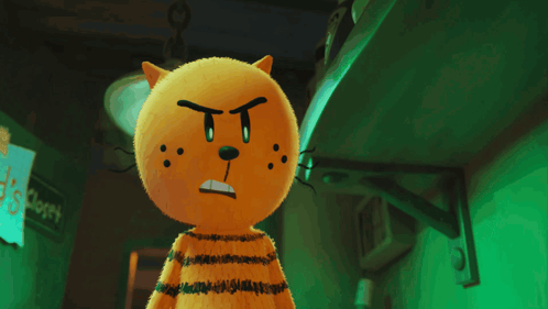 A Stuffed Animal With A Very Angry Face GIF