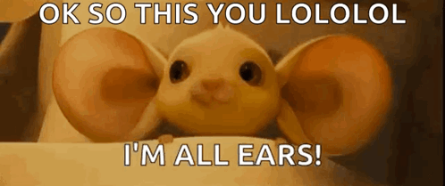 A Stuffed Animal With Big Ears Says Ok So This You Lololol I 'M All Ears GIF