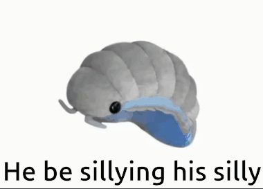 A Stuffed Animal With The Words " He Be Sillying His Silly " Below It GIF