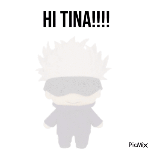 A Stuffed Animal With The Words Hi Tina Written On It . GIF