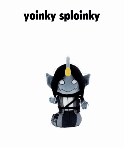 A Stuffed Animal With The Words Yoinky Sploinky Written Above It GIF