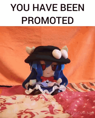 A Stuffed Animal With The Words You Have Been Promoted On The Bottom GIF