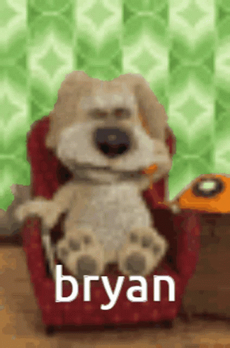 Stuffed Dog In Red Chair Bryan Name GIF