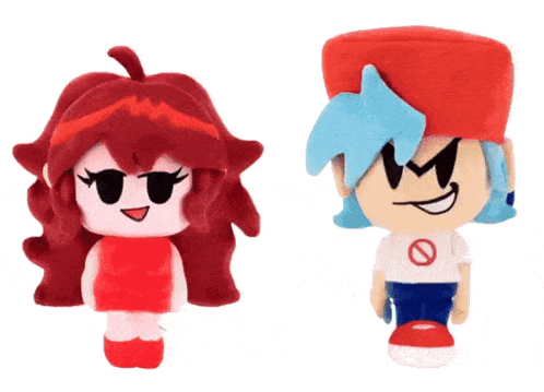 A Stuffed Girl And A Stuffed Boy From A Video Game GIF