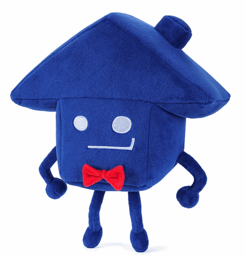 A Stuffed House With Arms And Legs And A Bow Tie GIF